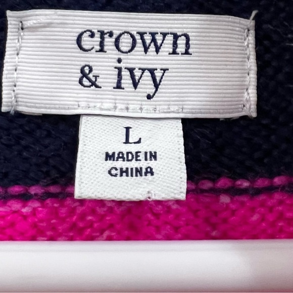 Crown & Ivey Striped Slouchy Mock Turtleneck Sweater Womens Size Lg NWOT!! - Picture 4 of 5